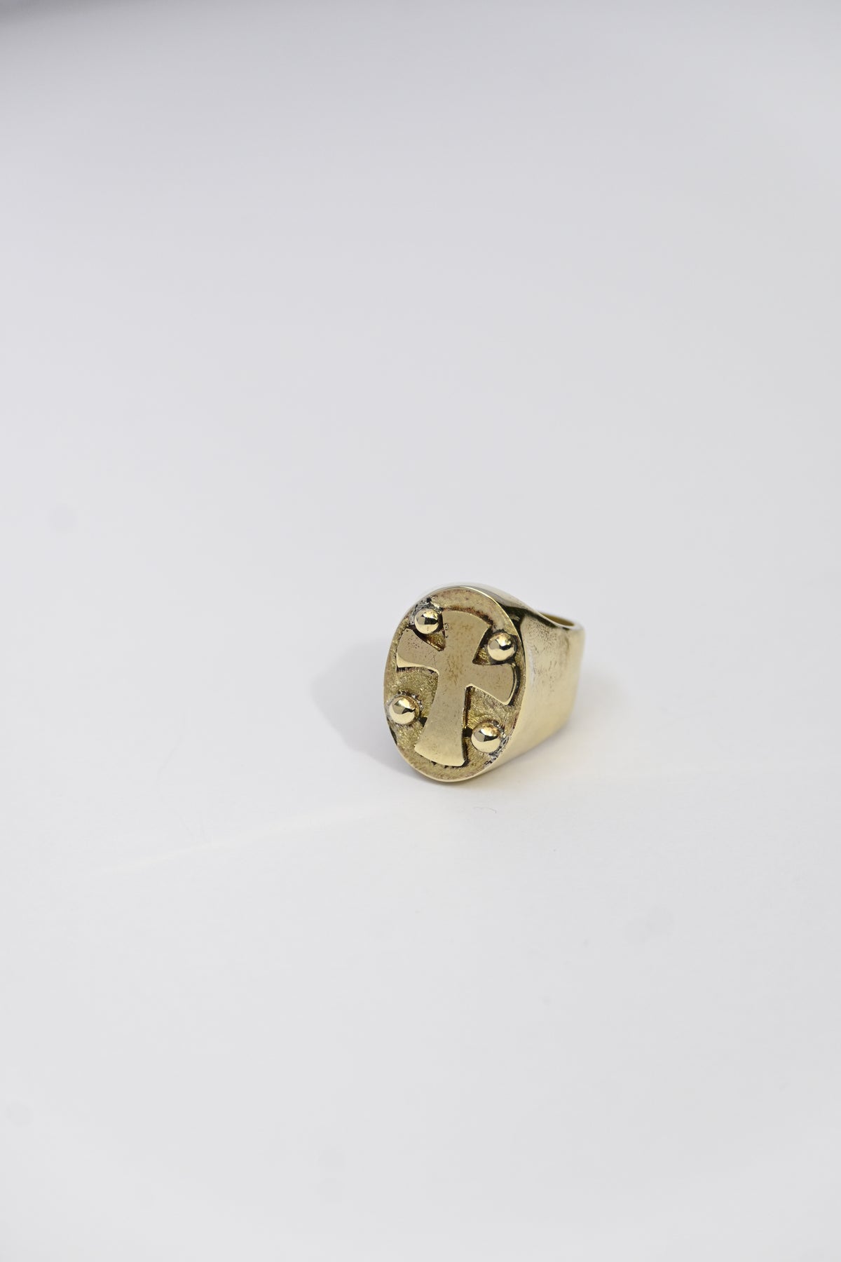 Anillo Sello Cruz Bronce