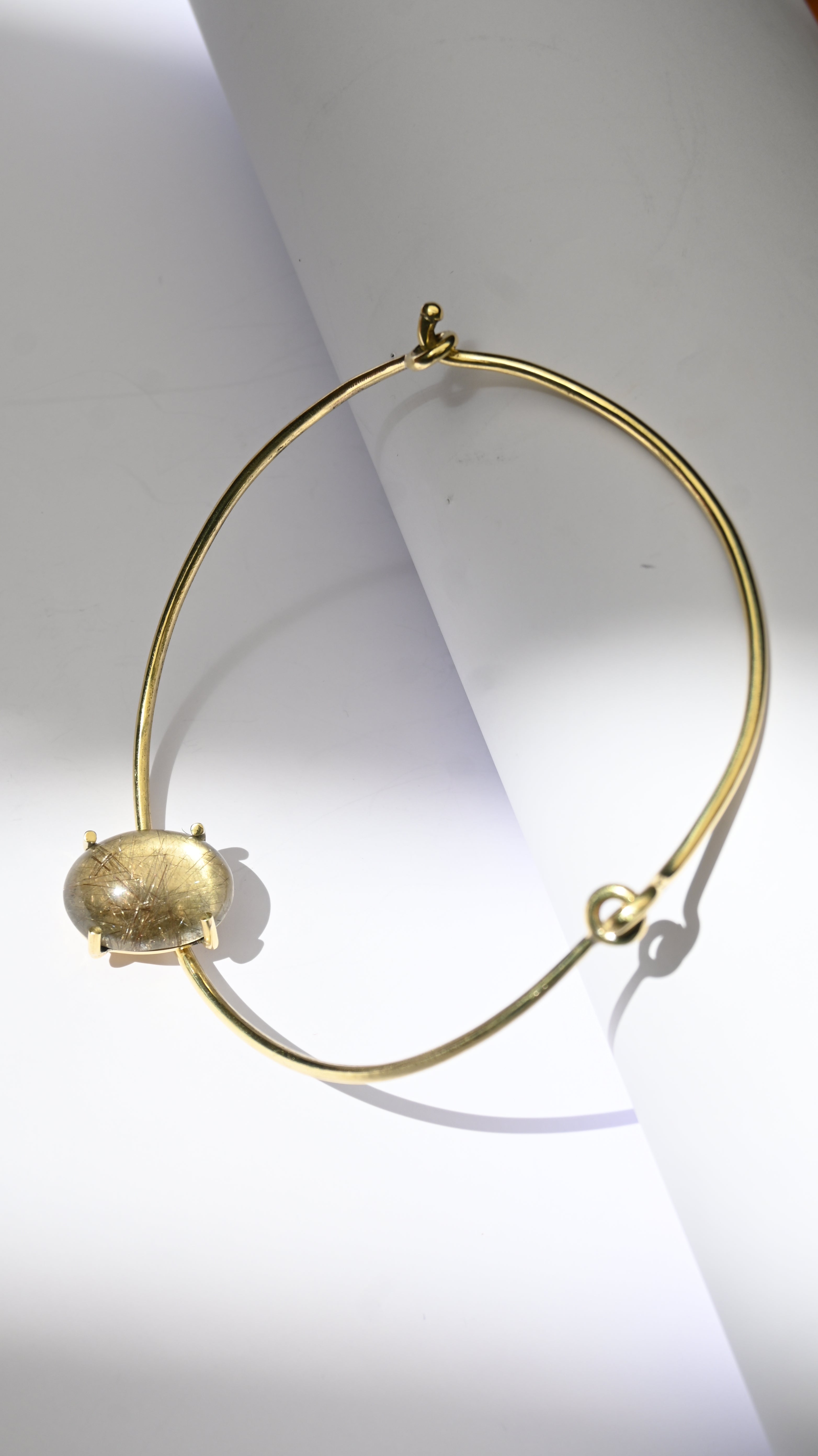 Collar Cuarzo Espejo Grifas Bronce