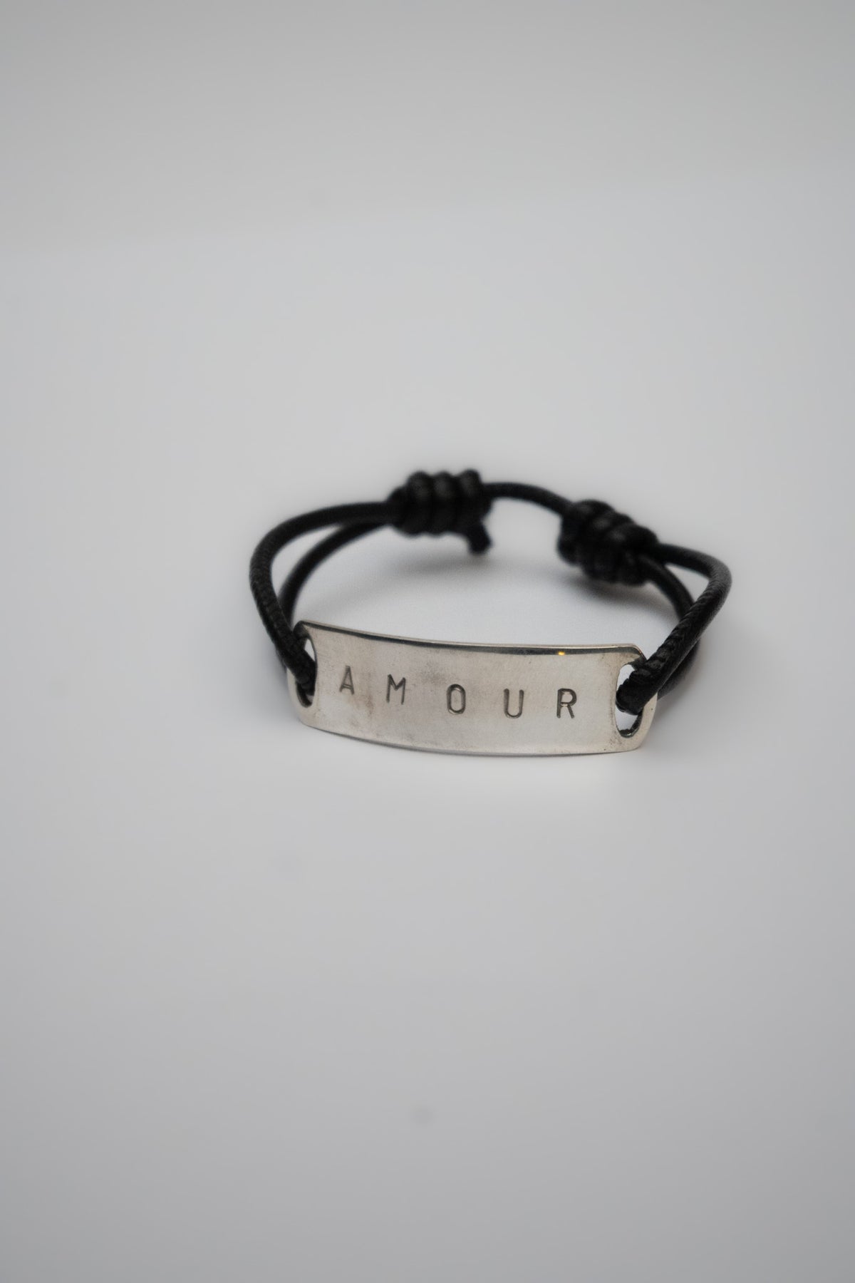 Pulsera Cuero Amour Plata