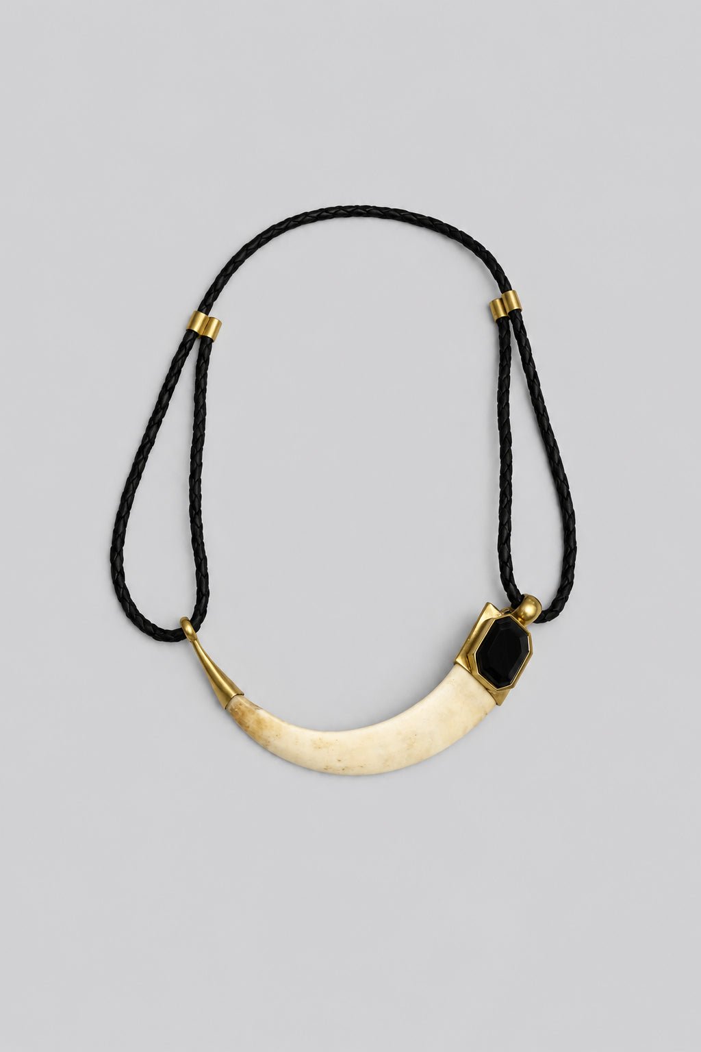 Collar Cuero Colmillo Jabalí ónix