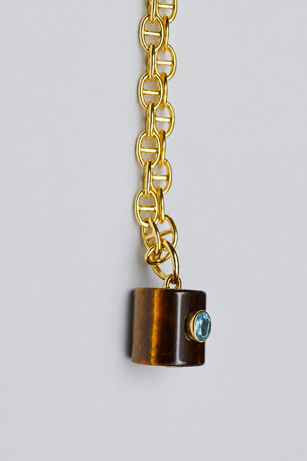 Colgante Ojo De Tigre Topacio Azul Bronce