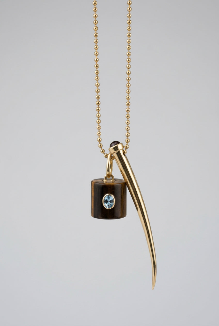 Colgante Ojo De Tigre Topacio Azul Bronce