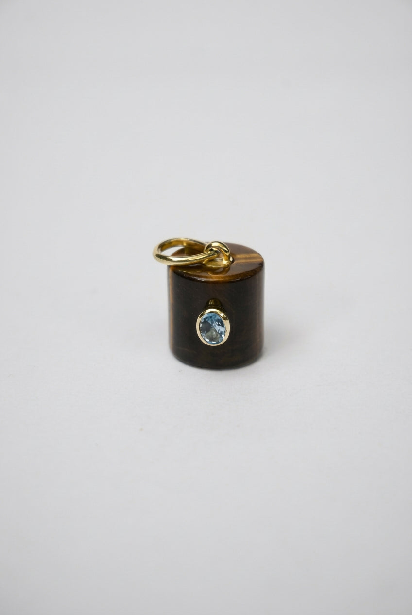 Colgante Ojo De Tigre Topacio Azul Bronce