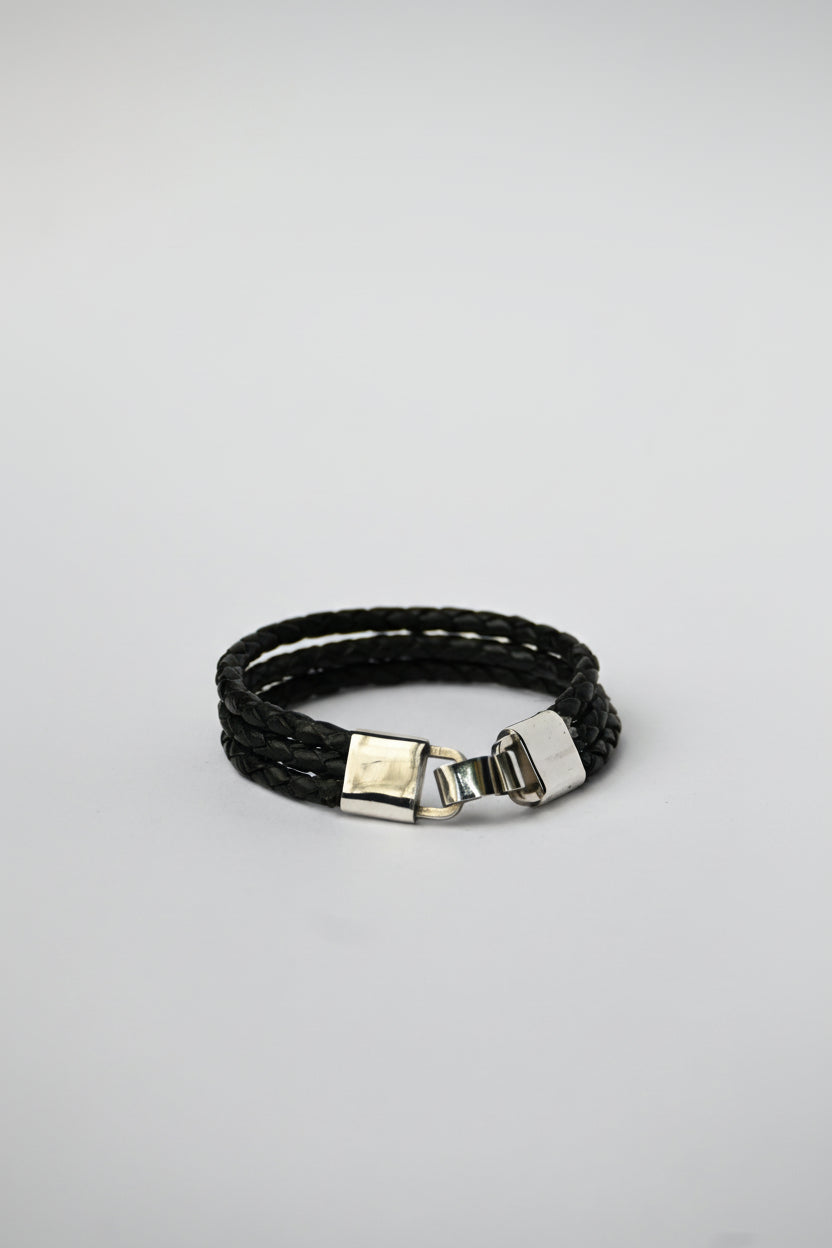 Pulsera Triple Cuero Plata