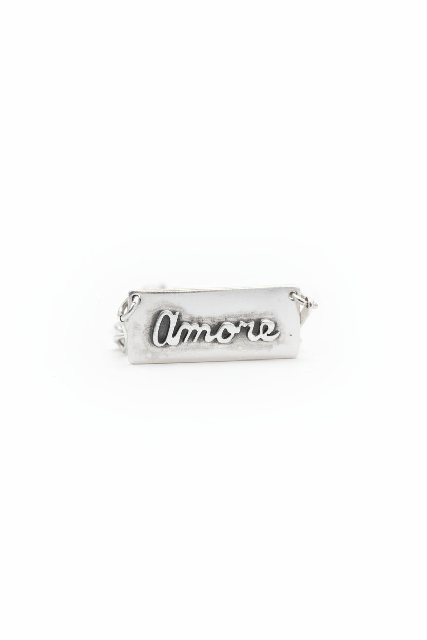 Collar Rendero Placa Amore Relieve Plata