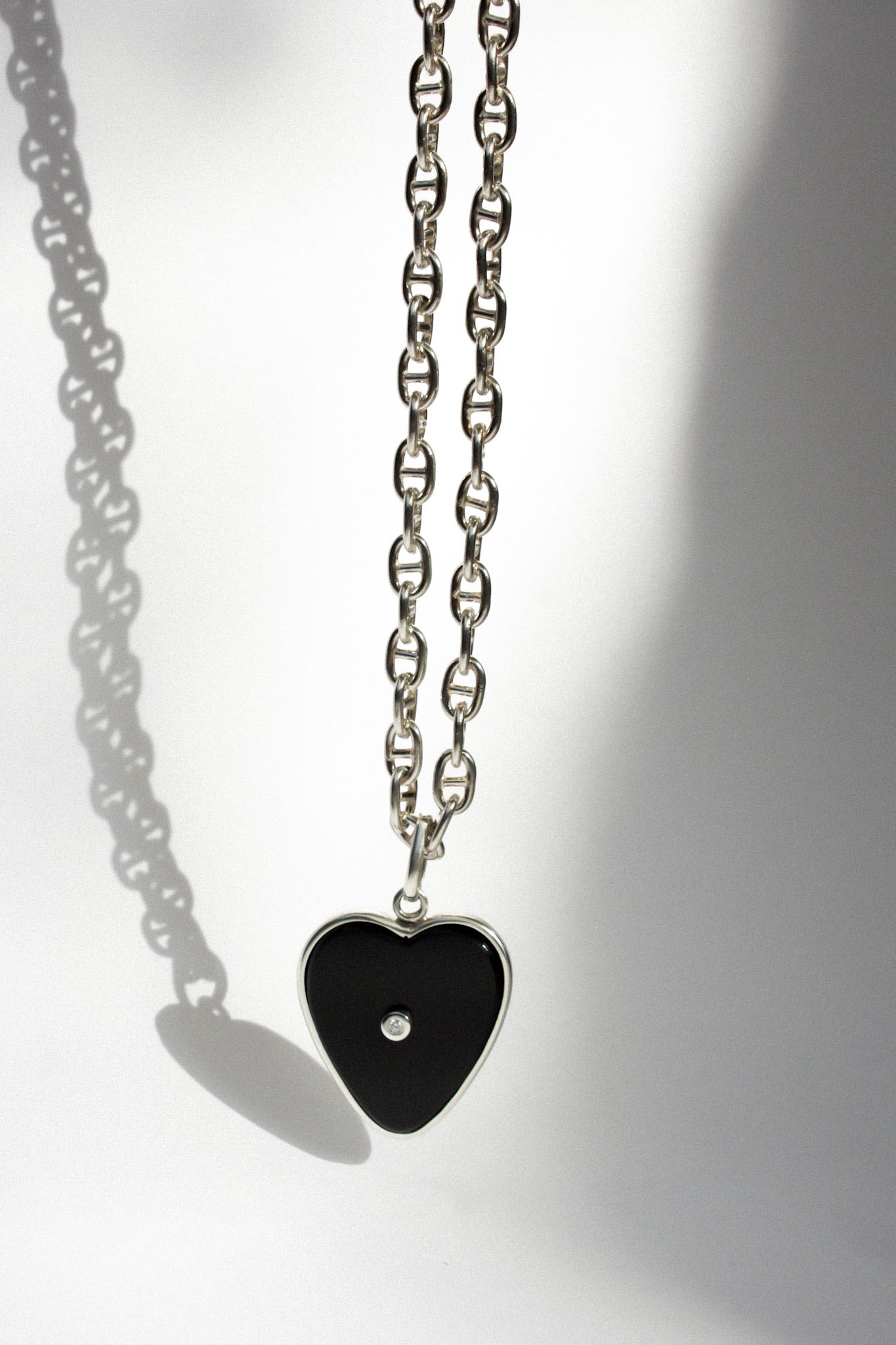 Colgante Corazón Ónix Circón Silver