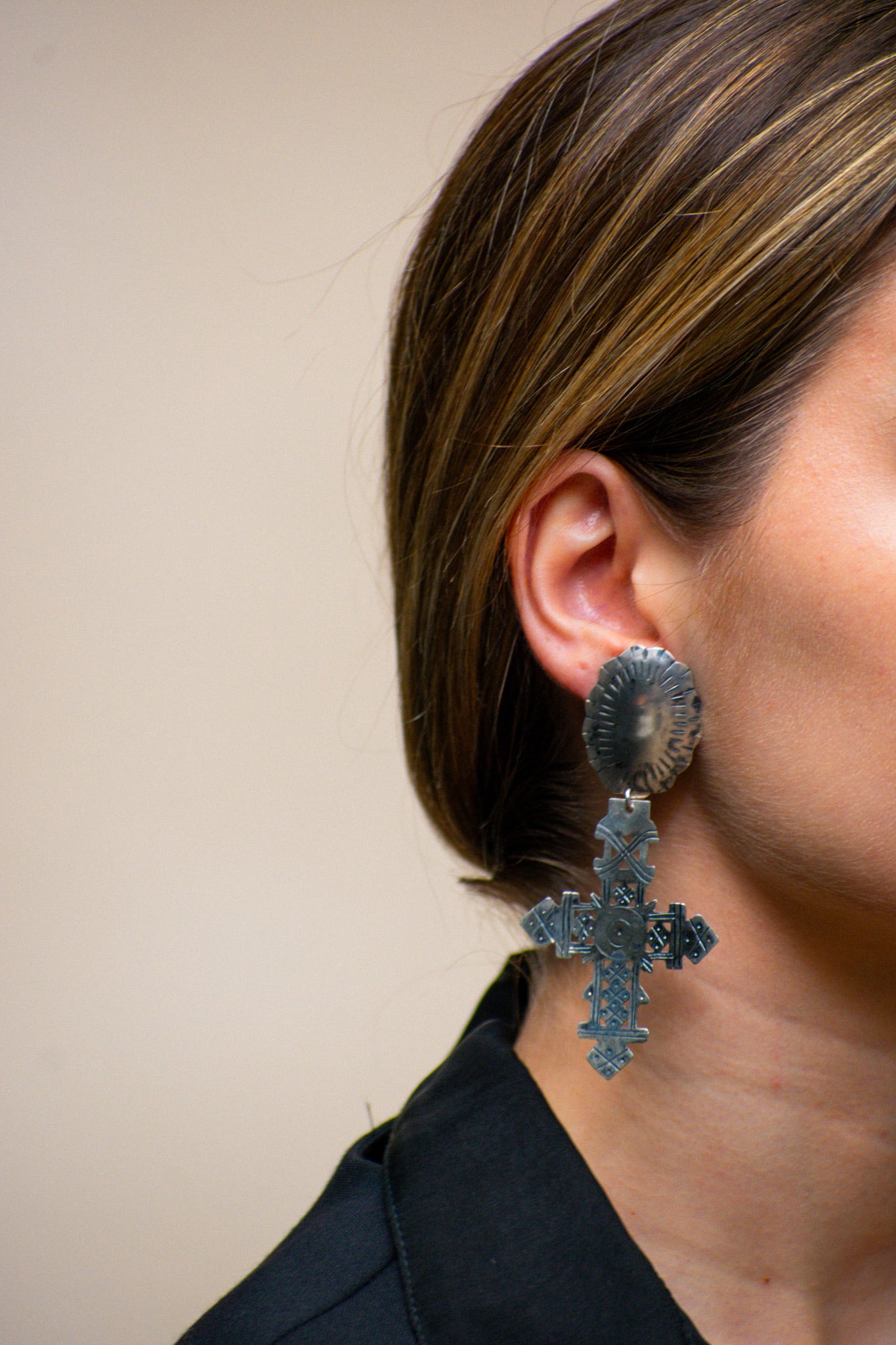 Aros Cruz Calada Silver