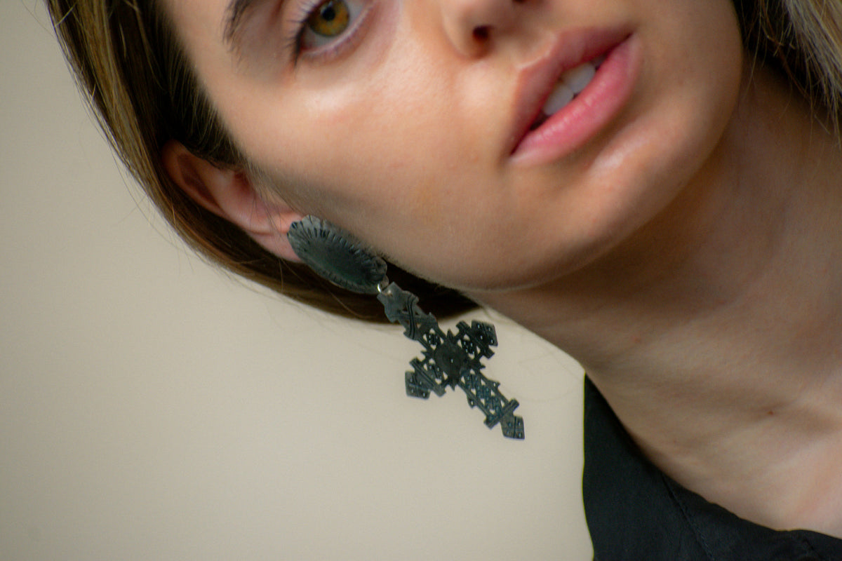 Aros Cruz Calada Plata