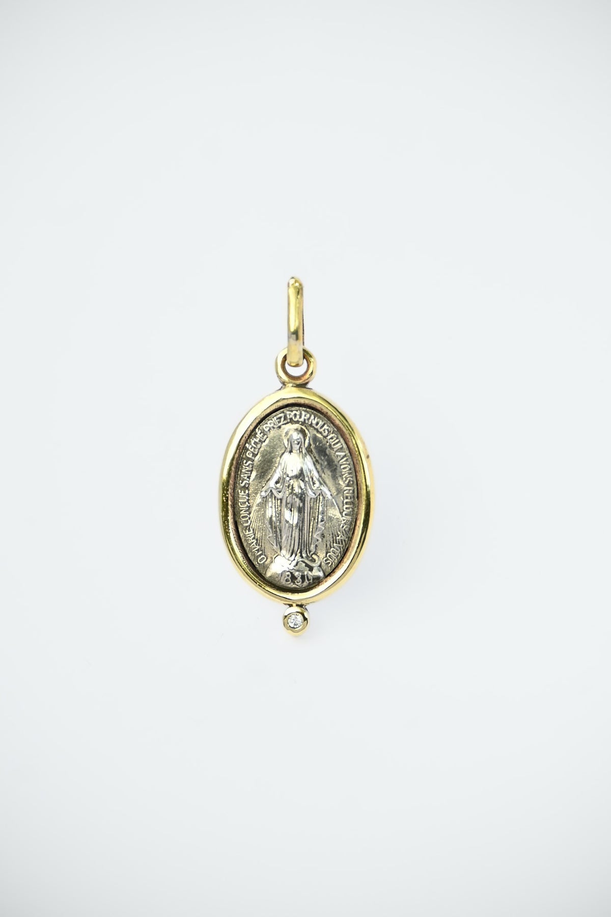 Medalla Virgen de los Rayos M Borde Bronce con Circón