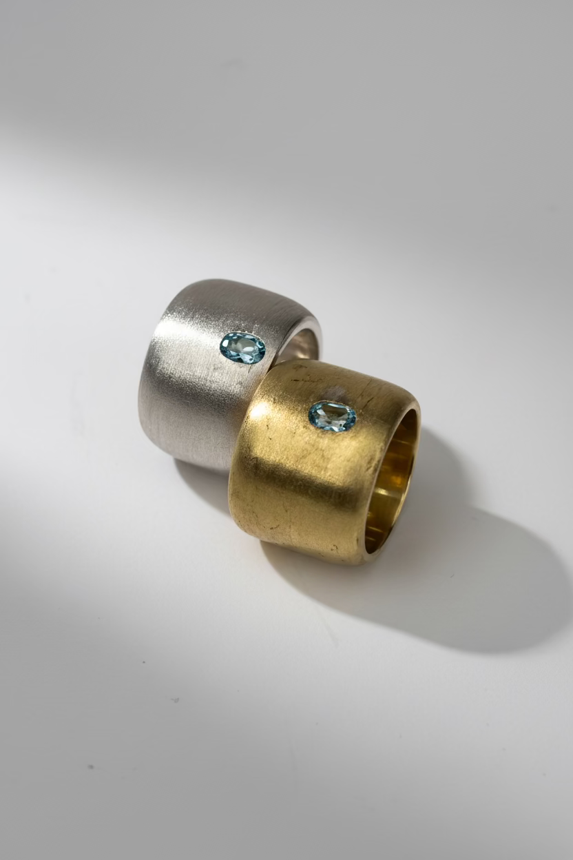 Anillo  Domo Plata Mate Topacio