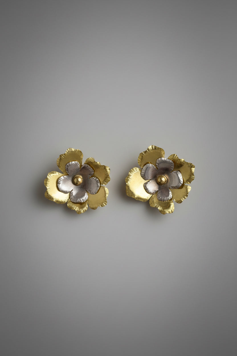 Aros Flor Amapola Bicolor S