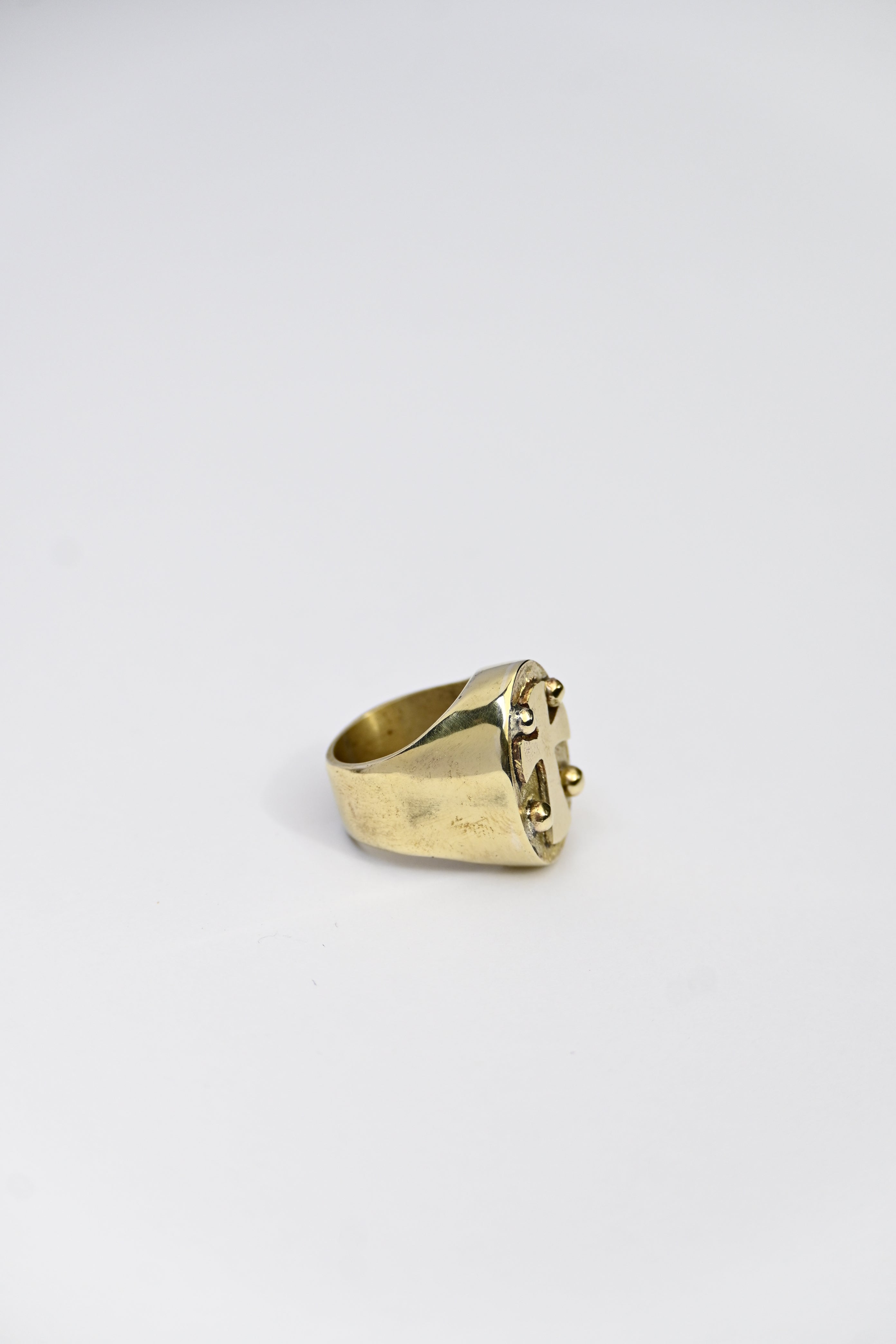 Anillo  Sello Cruz Bronce