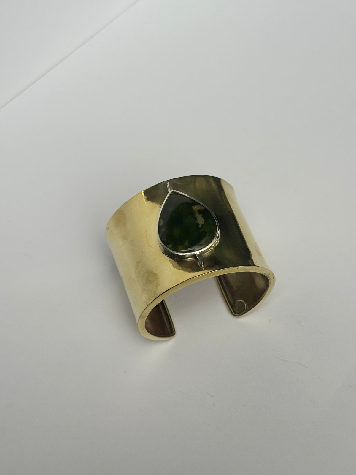Esclava Ancha Bicolor Piedra Gota Verde