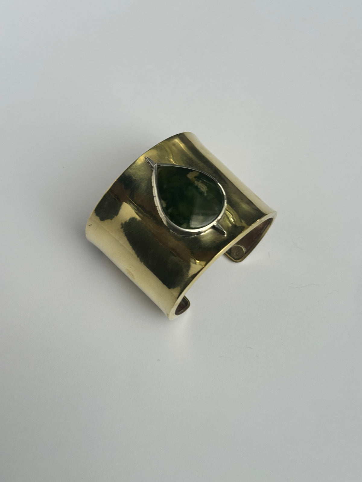 Esclava Ancha Bicolor Piedra Gota Verde