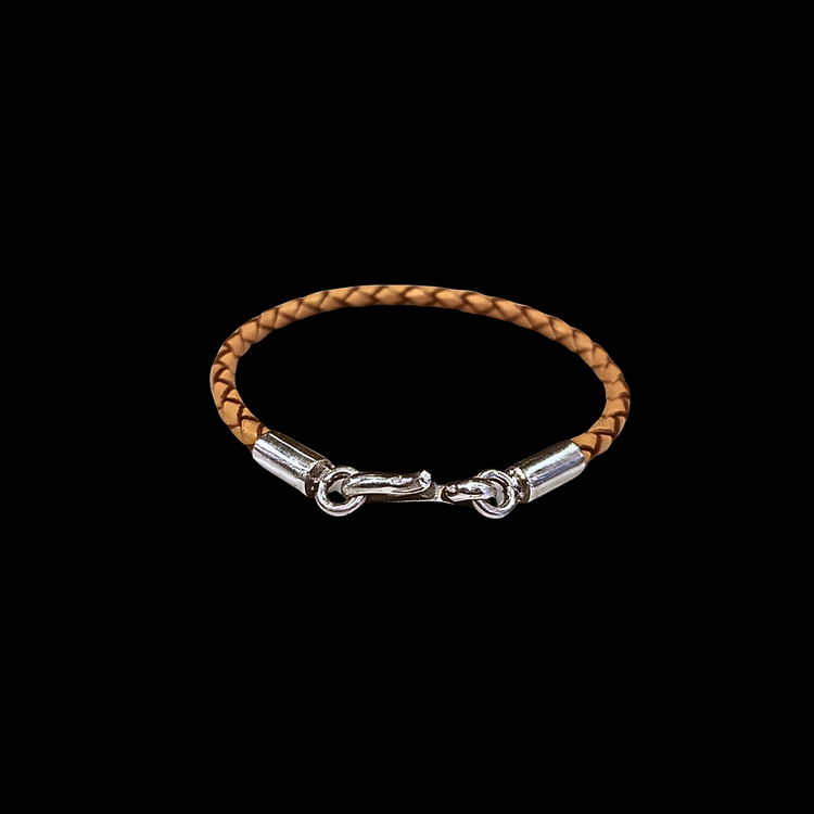 Pulsera Hombre Cuero Café Broche Silver