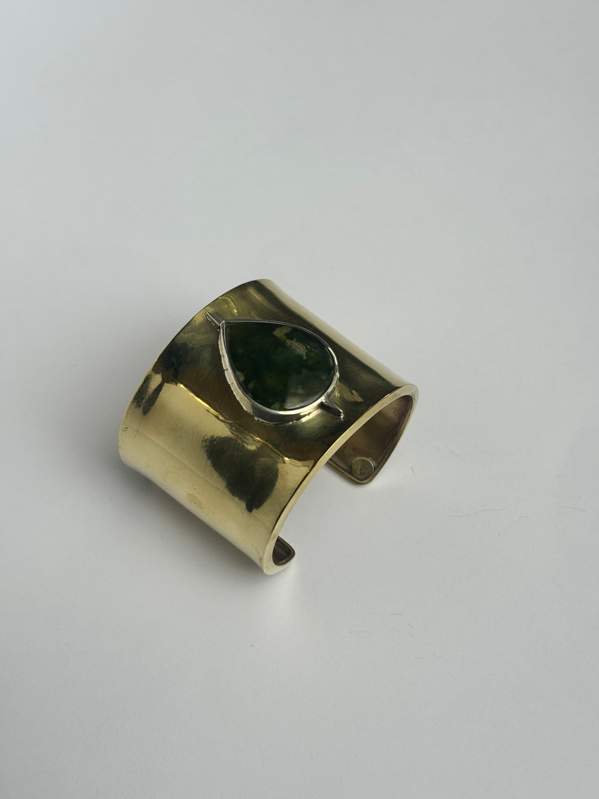 Esclava Ancha Bicolor Piedra Gota Verde