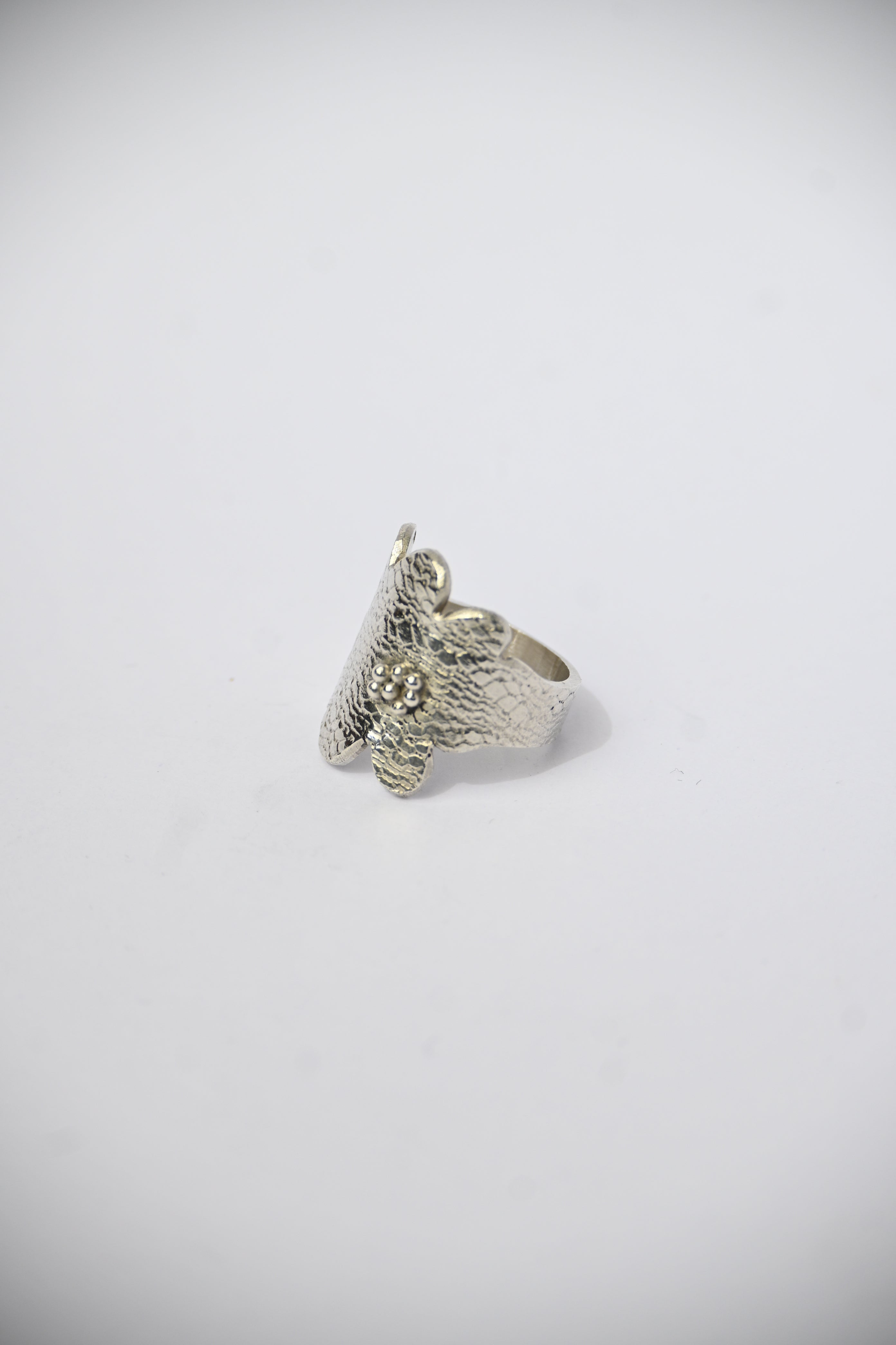 Anillo Flor Textura Silver