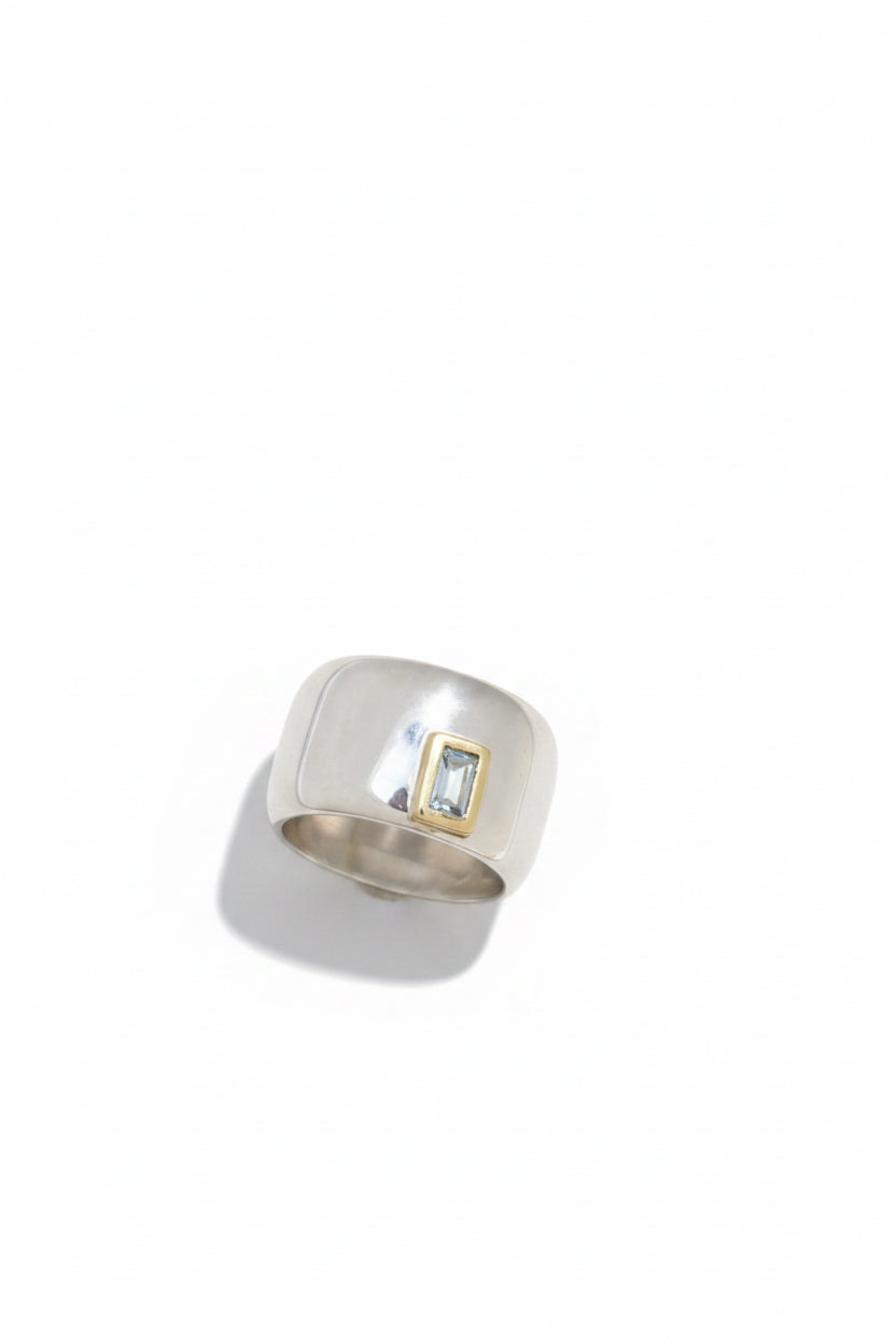 Anillo Bombé Topacio Amarillo Plata