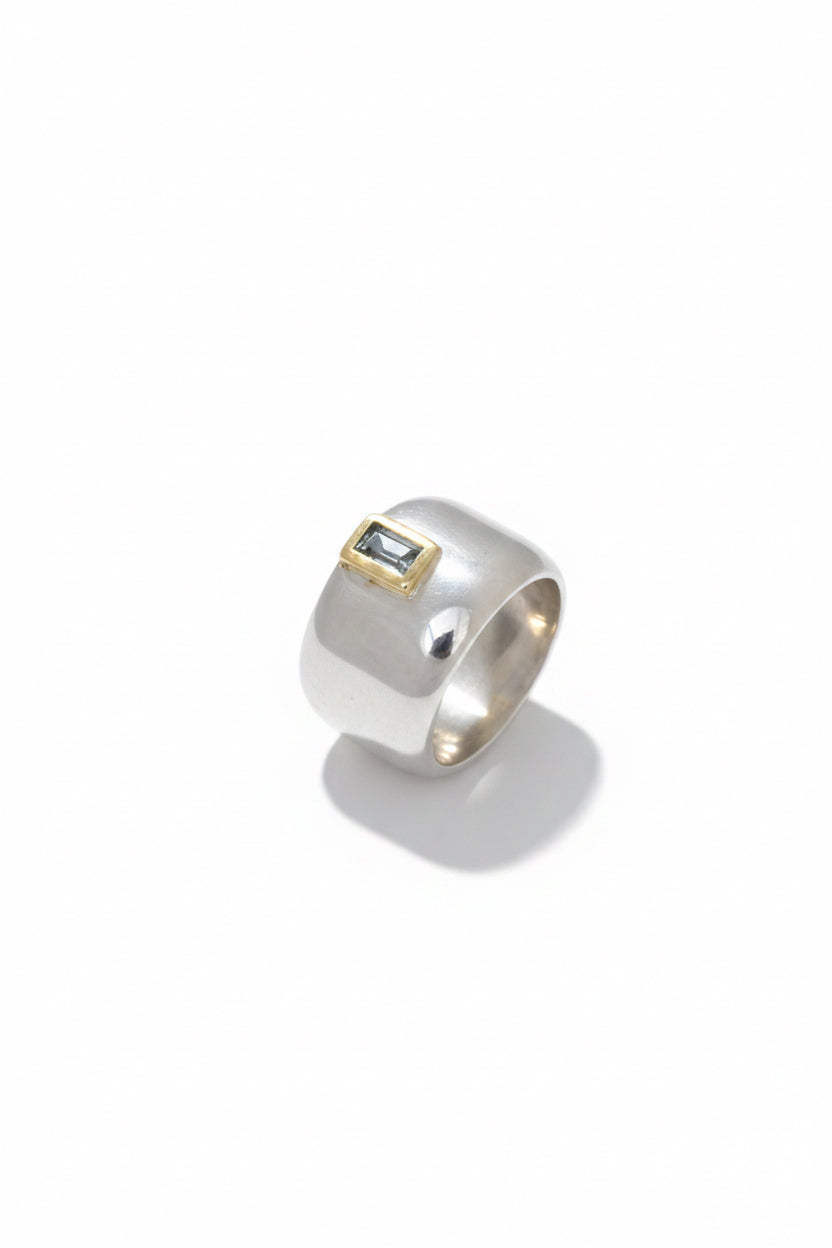 Anillo Bombé Topacio Amarillo Plata