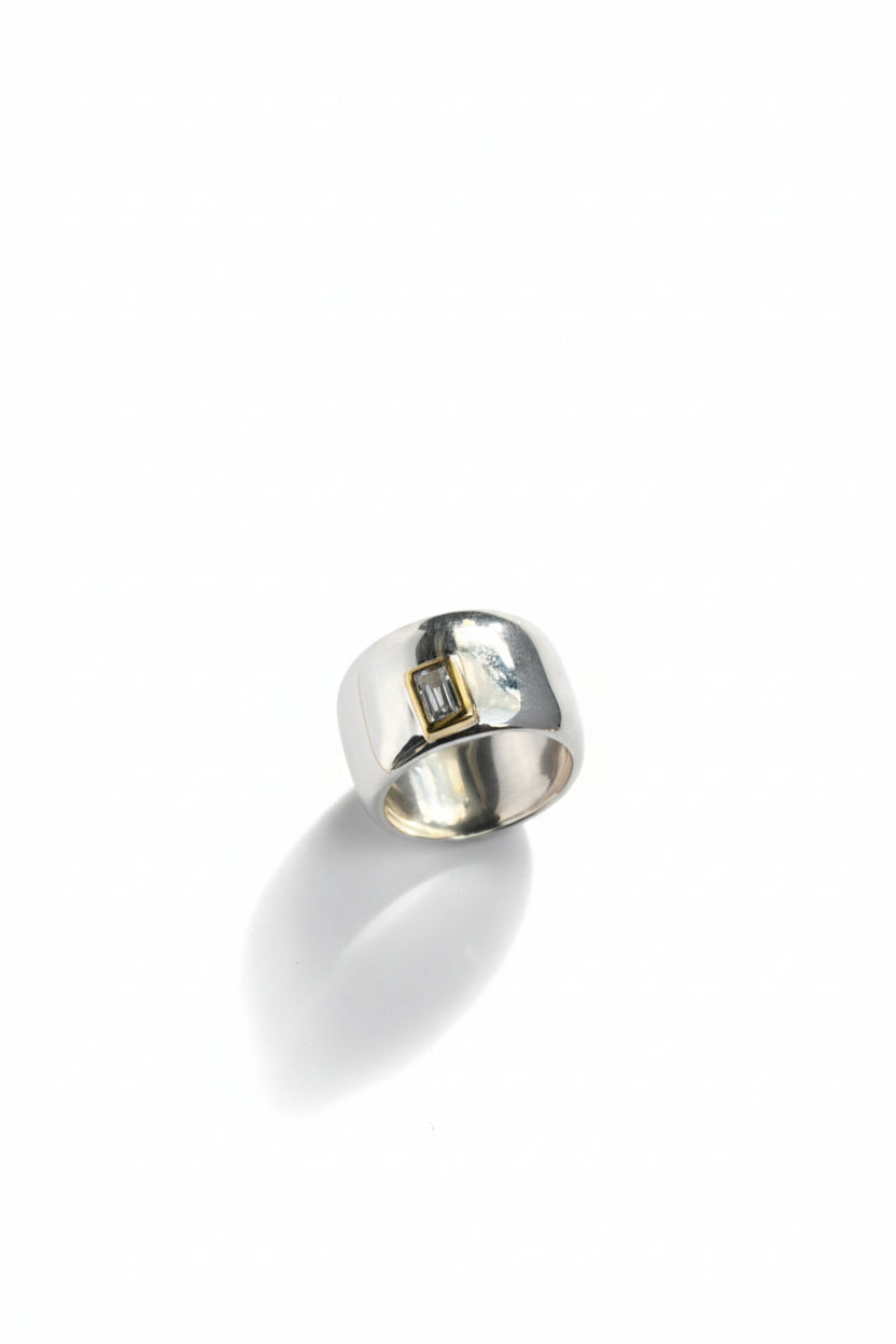 Anillo Bombé Topacio Amarillo Plata
