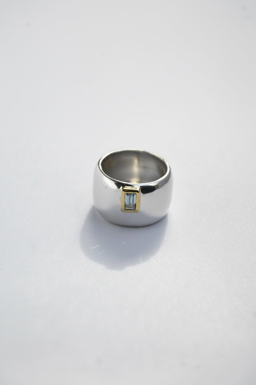 Anillo Bombé Topacio Amarillo Plata