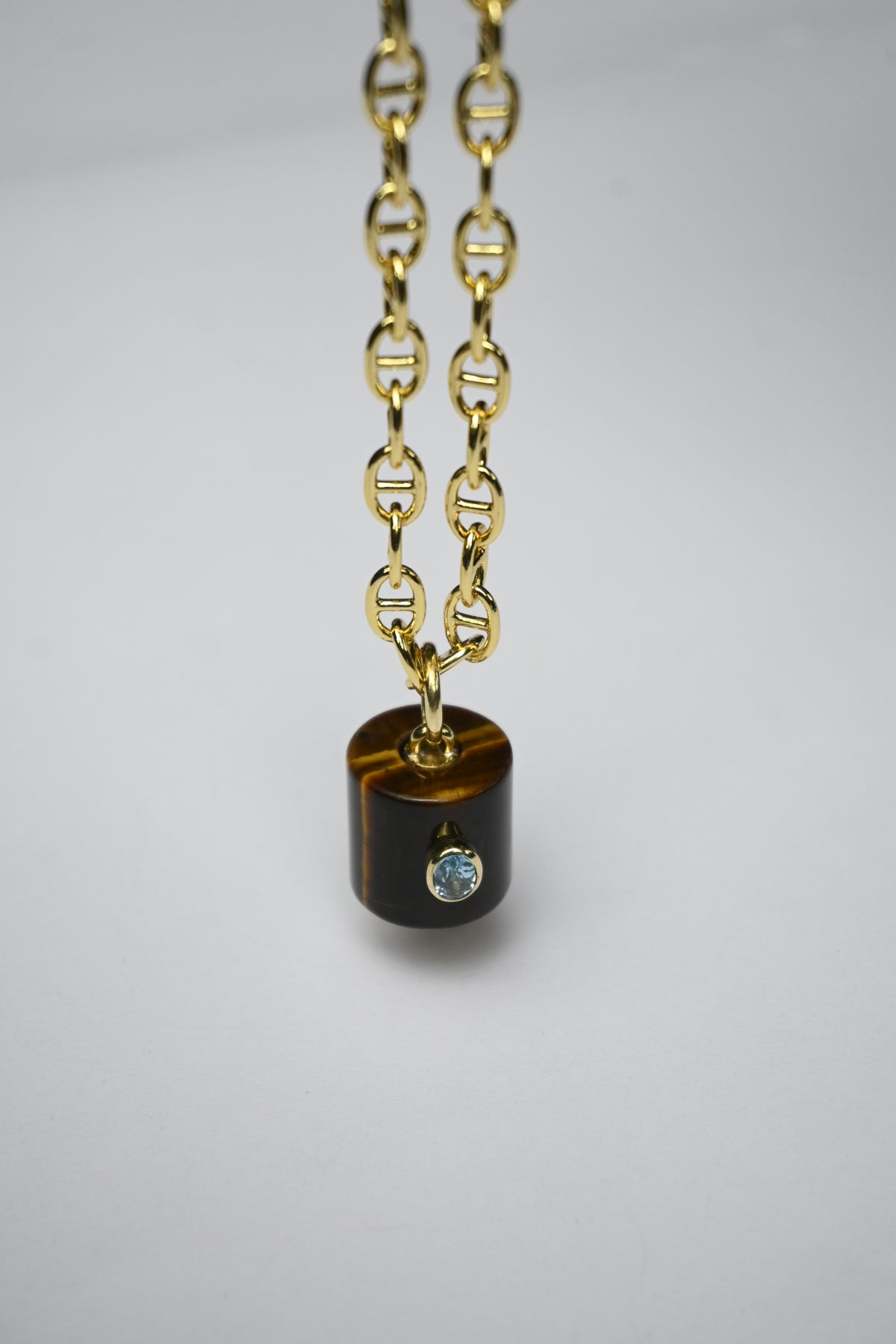 Colgante Ojo De Tigre Topacio Azul Bronce