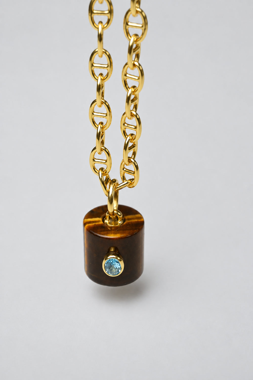 Colgante Ojo De Tigre Topacio Azul Bronce