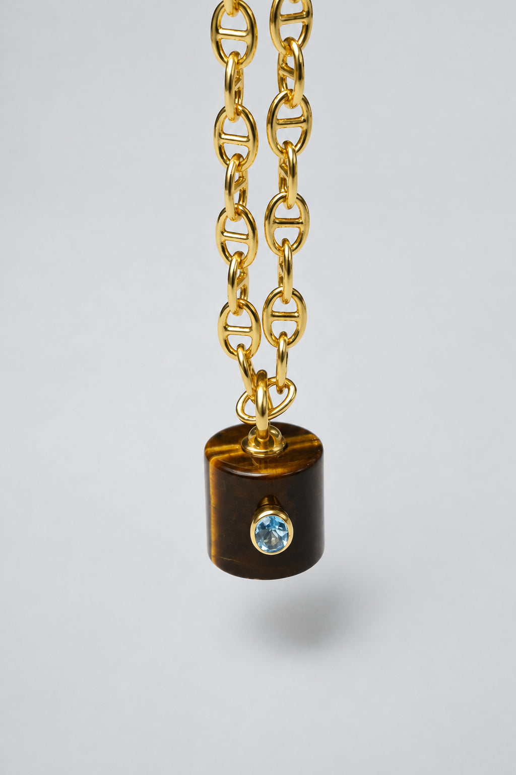 Colgante Ojo De Tigre Topacio Azul Bronce