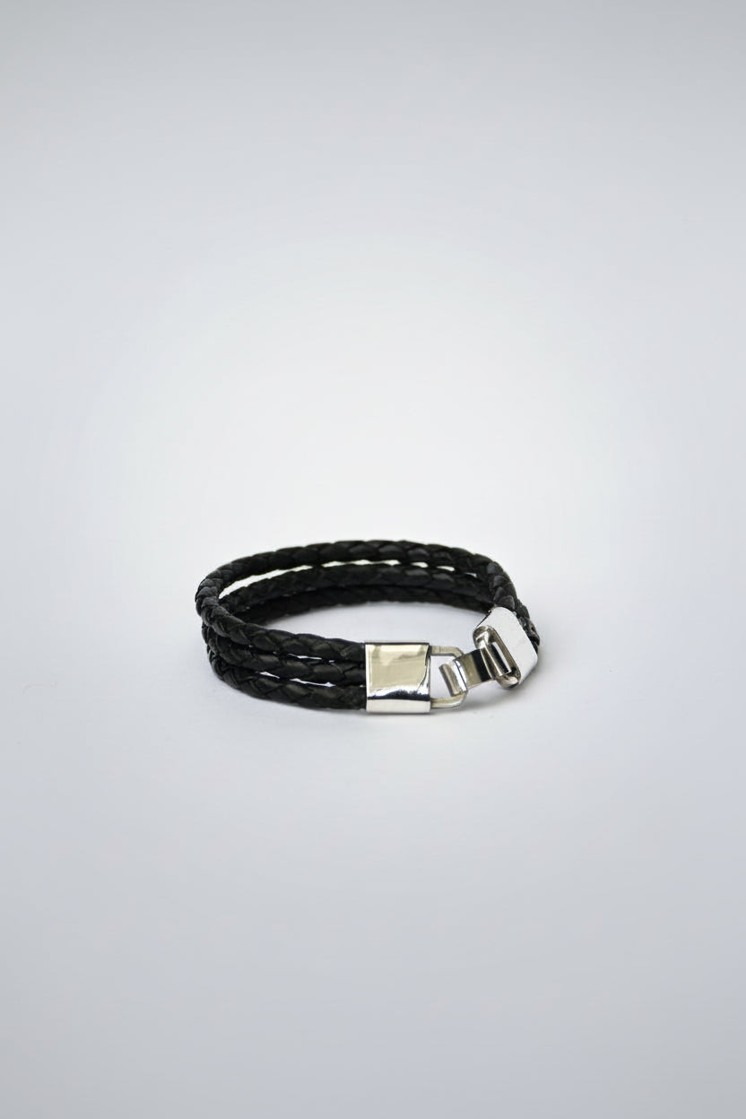 Pulsera Triple Cuero Plata