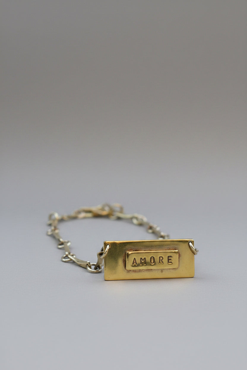Collar Rendero Placa Amore Bronce