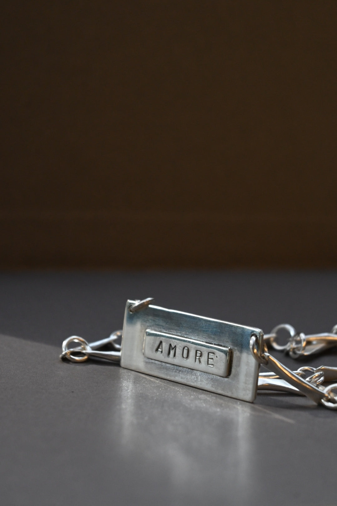 Collar Rendero Placa Amore Silver
