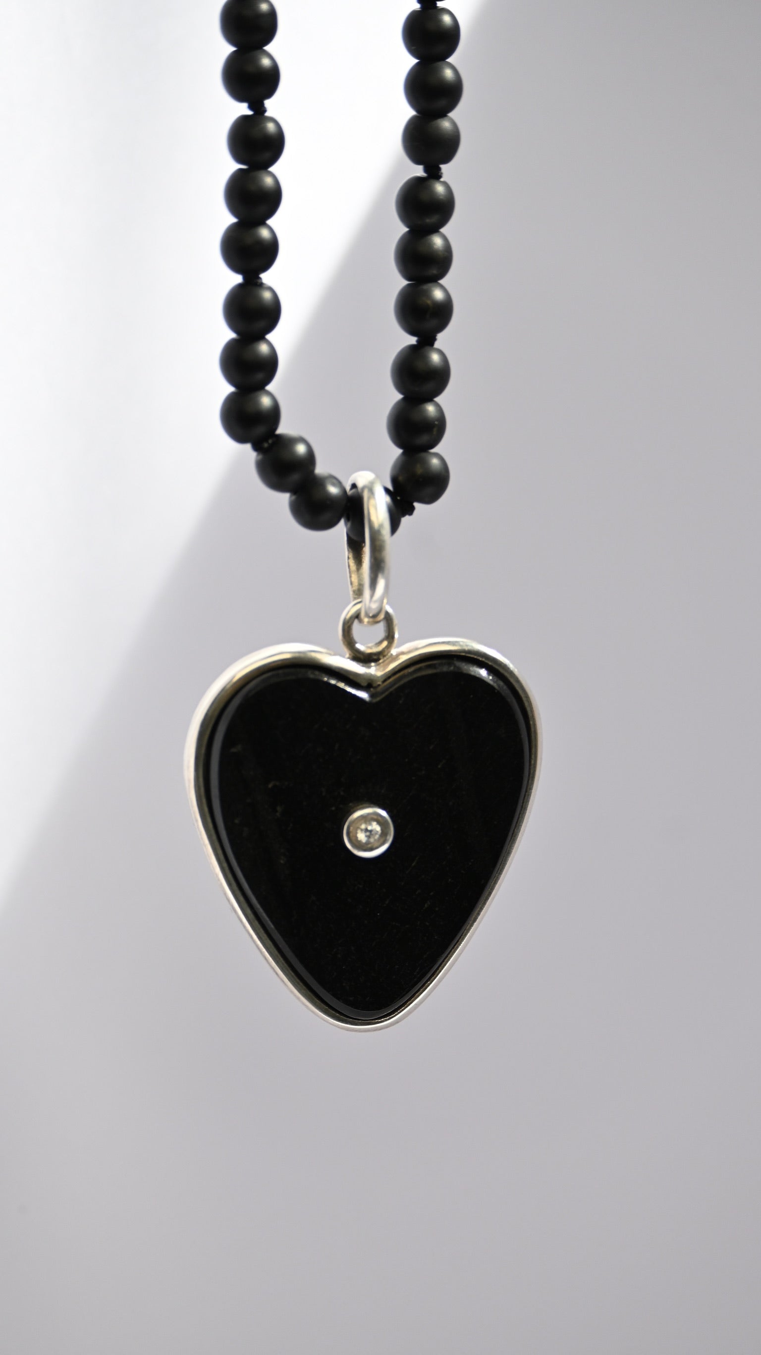 Colgante Corazón Ónix Circón Silver
