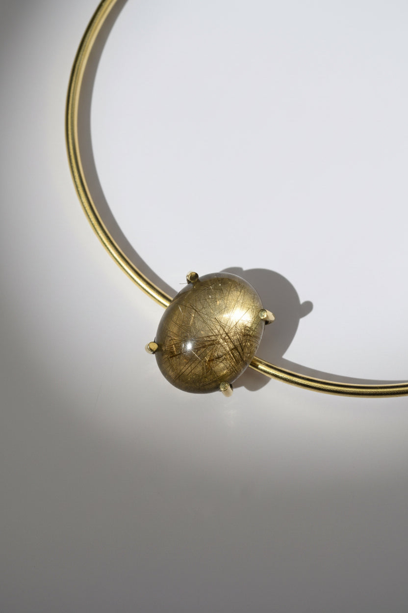 Collar Cuarzo Espejo Grifas Bronce