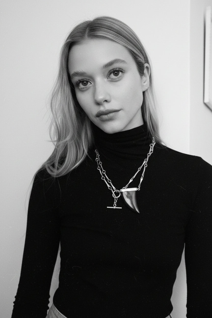 Collar Punta Onix Plata