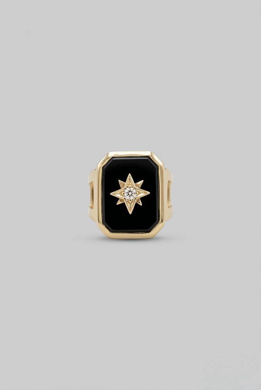 Anillo Ónix Estrella de Belén Bronce